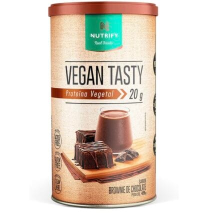 NUTRIFY Vegan Tasty Proteína Vegetal com 20g de Proteína por Dose - Suplemento Alimentar À Base de Plantas - Sem Lactose, Sem Glúten, Vegano - Sabor Brownie de Chocolate - 420g