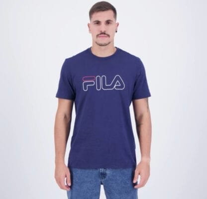 Camiseta Fila Letter Outline Marinho