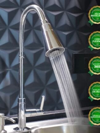 Torneira Gourmet Cozinha Bancada Pia Flexível 2 Jatos Abs Cor Prateado