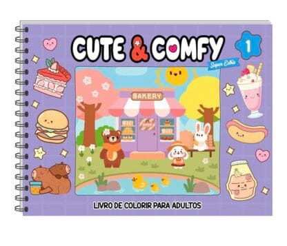 Cute & Comfy Super Extra Edição 01 - Livro de Colorir Adulto - Capa Dura Holográfica