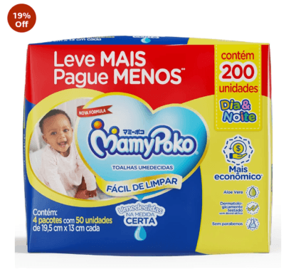 MamyPoko Lenços Umedecidos Dia&Noite 200 Unidades