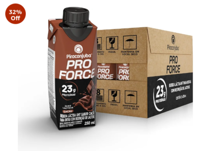 Piracanjuba ProForce 23g de Proteínas Zero Lactose Sabor Cacau - 12 Unidades de 250ml