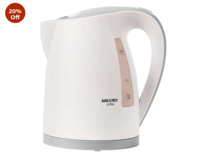 Chaleira Elétrica Mallory Luna – 1,7L, Base Rotativa 360º, Desligamento Automático, Indicador de Nível de Água - 127V