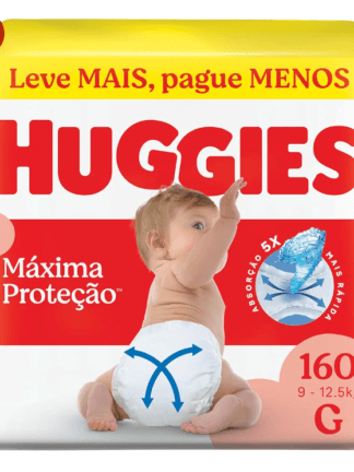 Fralda Descartável Huggies Máxima Proteção Tamanho G 160 unidades
