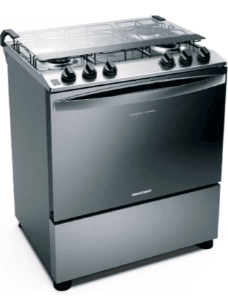 Fogão Brastemp 5 Bocas Cor Inox Com Botões Removíveis E Exclusivo Aro Protetor - BIVOLT