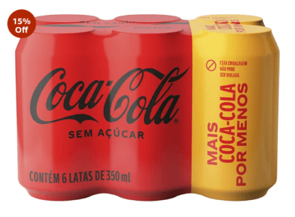 Pack de Coca-Cola sem Açúcar 350Ml 6 unidades