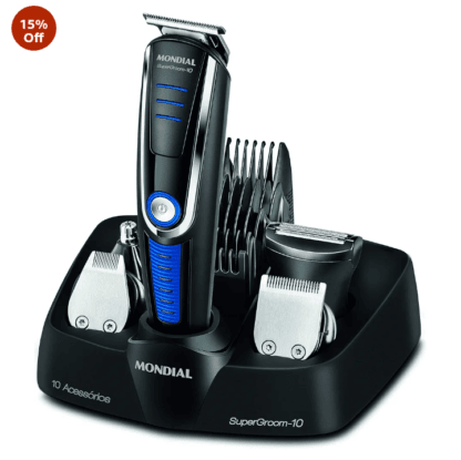 Aparador de Pelos Super Groom 10, Mondial, Preto/Azul, 6W, Bivolt - BG-03