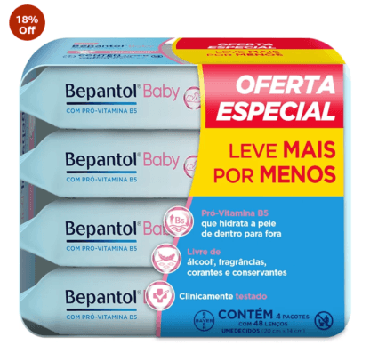 Bepantol Baby Leve 4 Pague 3 Kit 192 Lenços Umedecidos