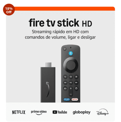 Fire TV Stick HD (Última geração) | Com controle remoto por voz com Alexa (inclui comandos de TV), controles de casa inteligente e streaming em HD