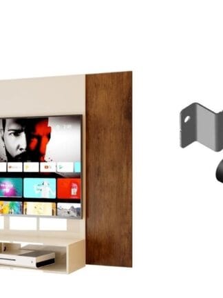 Painel para tv 43 polegadas com 2 nichos e suporte universal incluso (Off-ipê)