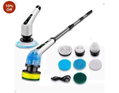 Genérico Esfregão Elétrico Giratório 7 em 1 com Iluminação LED, Sem Fio, 7 Cabeças de Escova Substituíveis para Pisos, Azulejos, Banheiros, Cozinhas e Áreas de Difícil Acesso