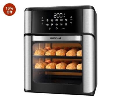 Fritadeira Air Fryer Forno Oven 12L, Mondial, Preto/Inox, 2000W, 110V - AFO-12L-BI