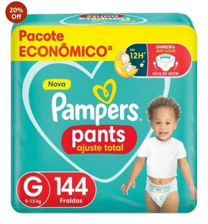 Fralda Descartável Pampers Pants Ajuste Total - Tamanho G, 144 Unidades