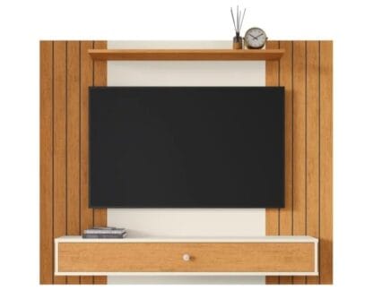 Painel Ripado Para Tv 43 Polegadas Berlim Com Gaveta Casa Jd (Off White Ripado)
