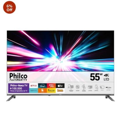 Smart TV 55" Philco 4K UHD LED Roku TV Dolby Audio P55CRA