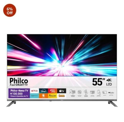 Smart TV 55" Philco 4K UHD LED Roku TV Dolby Audio P55CRA