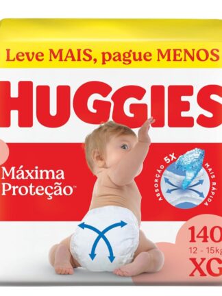Fralda Descartável Huggies Máxima Proteção Tamanho XG 140 unidades