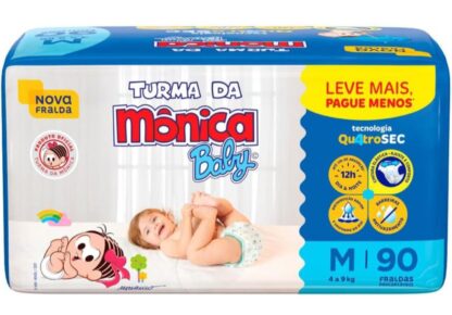 Turma da Mônica - Fralda Baby Giga M, 90 Unidades
