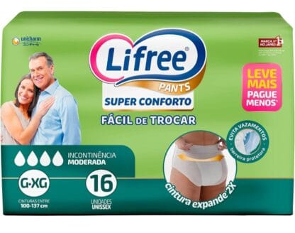 Lifree Fralda Geriátrica Tipo Calça Super Conforto G/Xg 16 Unidades