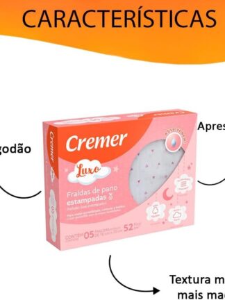 Cremer Fralda Luxo Estampa Feminina Pc Com 5 Unidades