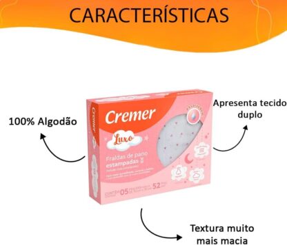Cremer Fralda Luxo Estampa Feminina Pc Com 5 Unidades