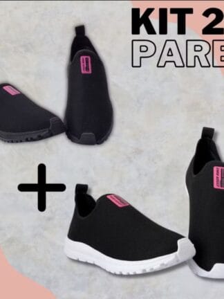 Kit 2 Tênis Meia Feminino Calce Fácil Botinha Ortopédico Esportivo Sneaker Slip On Casual confortável