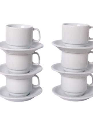 Conjunto 6 Xícaras de Chá com Pires 200ml Texas em Porcelana - 2ª LINHA