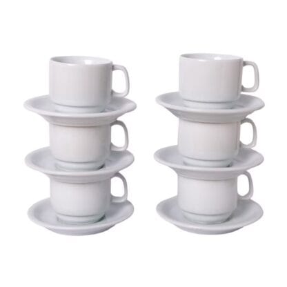 Conjunto 6 Xícaras de Chá com Pires 200ml Texas em Porcelana - 2ª LINHA