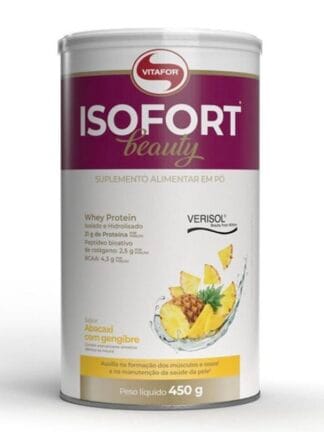 Suplemento Em Pó Vitafor Isofort Beauty Whey Protein Com Colageno Verisol Lata De 450g Sabor Abacaxi com Gengibre