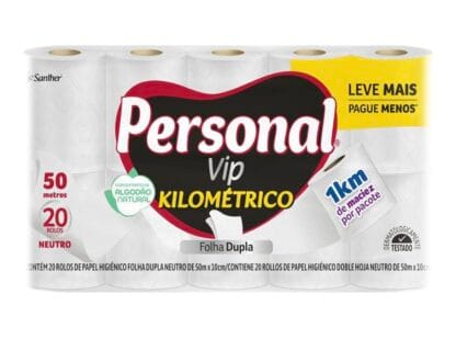 Personal Papel Higiênico Kilométrico Folha Dupla, Com 20 Rolos 50M