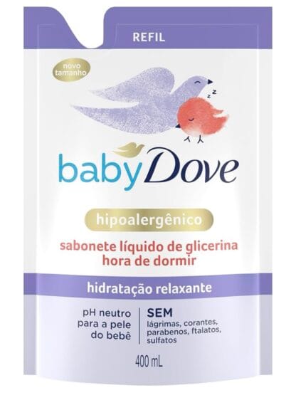 Dove Baby Sabonete Líquido de Glicerina Hidratação Relaxante Hora de Dormir 400ml Refil