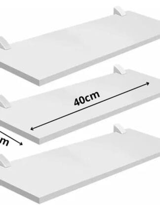 PRAT.K Kit 3 Prateleiras Brancas 1,5x10x40 cm – Com Bucha (Decorare), Compactas e Versáteis
