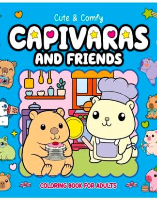 Cute & Comfy Coloring Book for Adults - Capivaras and Friends - Livro de Colorir Adulto