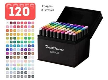 Conjunto Canetas Marcador Canetinha Ponta Dupla 120cores Kit