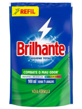 Lava Roupas Líquido Brilhante Higiene Total 900ml Refil