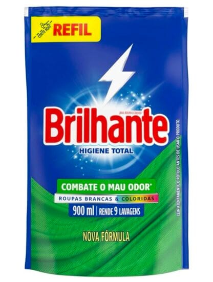 Lava Roupas Líquido Brilhante Higiene Total 900ml Refil