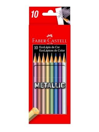 Lápis de Cor Sextavado, Faber-Castell, EcoLápis Metallic, 120410G, 10 Cores