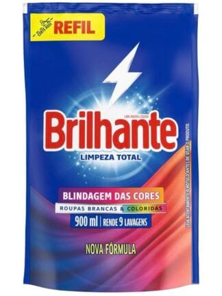 Lava Roupas Líquido Brilhante Limpeza Total 900 ml Refil