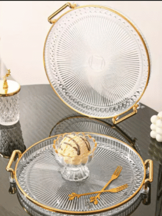 Bandeja Organizadora Decorativa Multiuso Para Servir Nórdica Com Alça e Detalhe em Dourado Decoração de Mesa