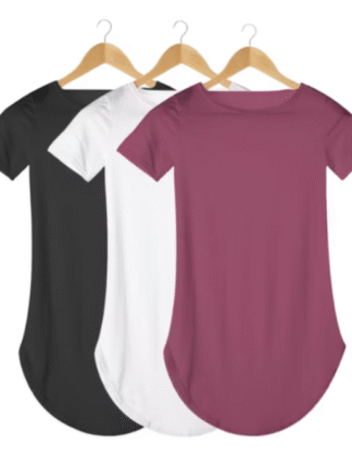 Kit 3 Blusinha Feminina Long Line Academia Basica Promoção