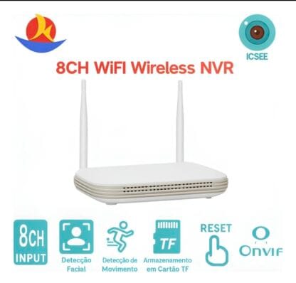 Nvr Wifi 8 Canais Gravador Câmeras Ip Onvif Wireless