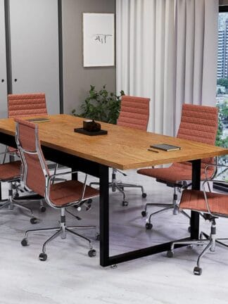 Mesa Diretor Reunião Escritório Estilo Industrial Moderno 190x80 6 Lugares Tampo MDF (Nature)