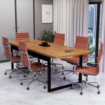 Mesa Diretor Reunião Escritório Estilo Industrial Moderno 190x80 6 Lugares Tampo MDF (Nature)