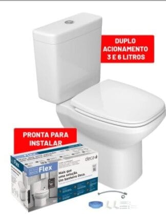 Kit Bacia Sanitária e Caixa Acoplada 3/6 Litros Flex com Acessórios Branco KP.380.17 - Deca