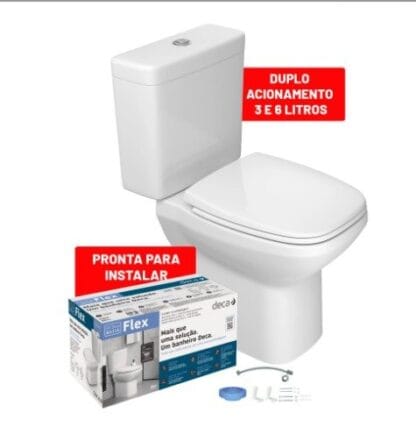 Kit Bacia Sanitária e Caixa Acoplada 3/6 Litros Flex com Acessórios Branco KP.380.17 - Deca