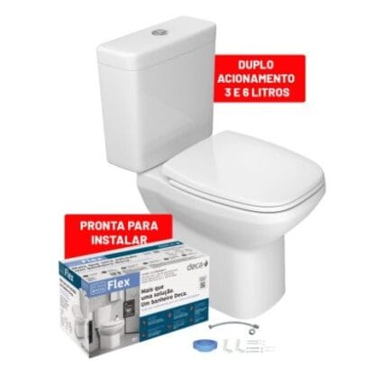 Kit Bacia Sanitária e Caixa Acoplada 3/6 Litros Flex com Acessórios Branco KP.380.17 - Deca