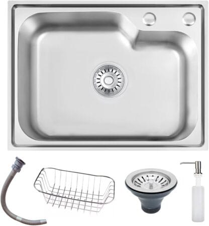 Cuba de Cozinha Gourmet 56x42 Inox Escovado Luxo Completa Prata Brinovar
