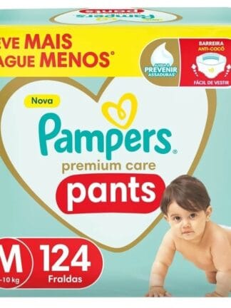 Pampers Premium Care Pants Fralda Tamanho M 124 Unidades, Fácil de Vestir