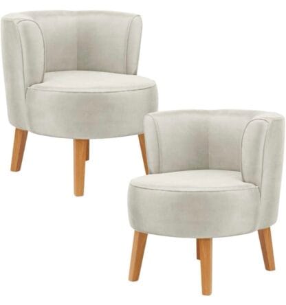 Kit 2 Poltronas Cadeira Elegante para Sala de Estar Tecido Veludo MOBLAN decor (Bege)