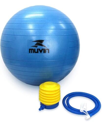 Bola de Pilates 65cm Muvin – Antiestouro – Suporta até 300kg – Com Bomba – Ginástica – Fitness – Pilates – Yoga – Fisioterapia – Flexibilidade – Fortalecimento – Tonificação –– Fácil Limpeza